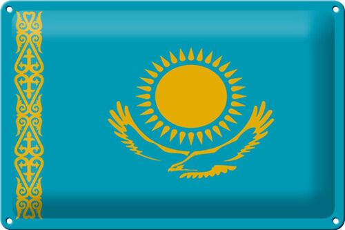 Blechschild Flagge Kasachstan 30x20cm Flag of Kazakhstan