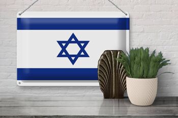 Signe en étain drapeau d'israël 30x20cm, drapeau d'israël 3