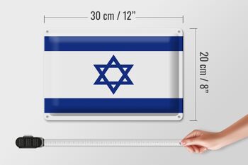 Signe en étain drapeau d'israël 30x20cm, drapeau d'israël 4