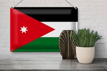 Signe en étain drapeau de la Jordanie 30x20cm drapeau de la Jordanie 3