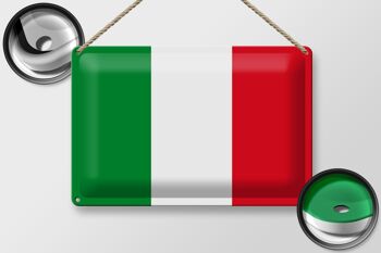 Signe en étain drapeau italie 30x20cm drapeau de l'italie 2