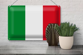 Signe en étain drapeau italie 30x20cm drapeau de l'italie 3