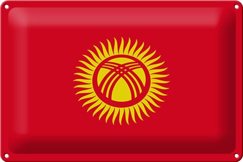 Blechschild Flagge Kirgisistan 30x20cm Flag of Kyrgyzstan