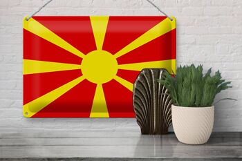 Signe en étain drapeau de la Macédoine 30x20cm drapeau de la Macédoine 3