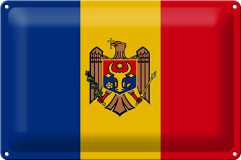 Signe en étain drapeau de la Moldavie 30x20cm drapeau de la Moldavie 1