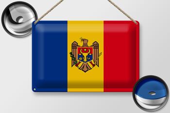 Signe en étain drapeau de la Moldavie 30x20cm drapeau de la Moldavie 2