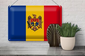 Signe en étain drapeau de la Moldavie 30x20cm drapeau de la Moldavie 3