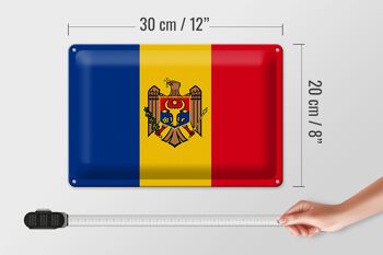 Signe en étain drapeau de la Moldavie 30x20cm drapeau de la Moldavie 4