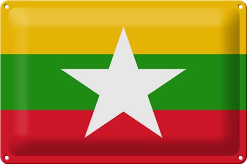 Blechschild Flagge Myanmar 30x20cm Flag of Myanmar