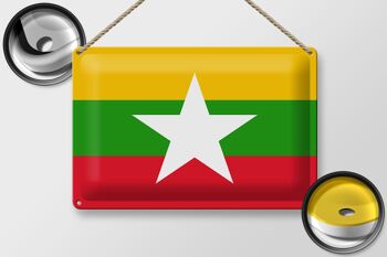 Panneau métallique drapeau du Myanmar 30x20cm, drapeau du Myanmar 2