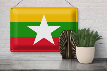 Panneau métallique drapeau du Myanmar 30x20cm, drapeau du Myanmar 3