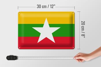 Panneau métallique drapeau du Myanmar 30x20cm, drapeau du Myanmar 4