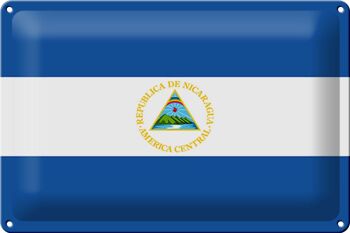 Signe en étain drapeau du Nicaragua 30x20cm drapeau du Nicaragua 1