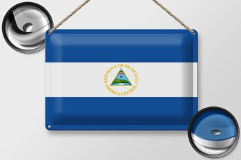 Signe en étain drapeau du Nicaragua 30x20cm drapeau du Nicaragua 2