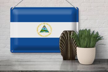 Signe en étain drapeau du Nicaragua 30x20cm drapeau du Nicaragua 3