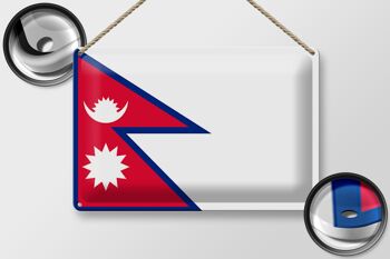 Drapeau du Népal en étain, 30x20cm, drapeau du Népal 2