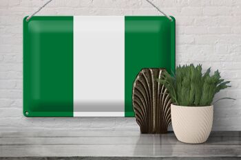 Signe en étain drapeau du Nigeria 30x20cm, drapeau du Nigeria 3