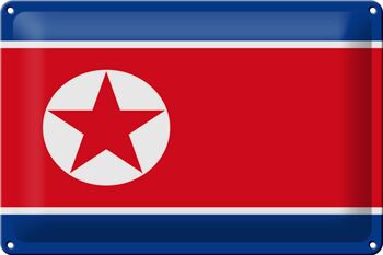 Signe en étain Drapeau de la Corée du Nord 30x20cm Drapeau de la Corée du Nord 1