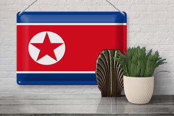 Signe en étain Drapeau de la Corée du Nord 30x20cm Drapeau de la Corée du Nord 3
