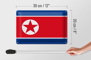 Signe en étain Drapeau de la Corée du Nord 30x20cm Drapeau de la Corée du Nord 4