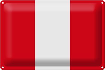 Signe en étain drapeau du Pérou 30x20cm, drapeau du Pérou 1