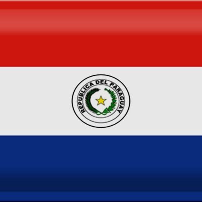 Cartel de chapa Bandera de Paraguay 30x20cm Bandera de Paraguay