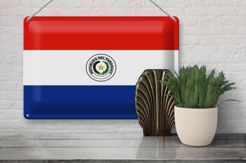 Signe en étain Drapeau du Paraguay 30x20cm Drapeau du Paraguay 3