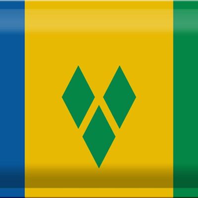 Panneau en tôle drapeau Saint-Vincent-et-Grenadines 30x20cm