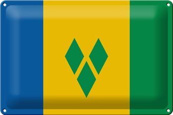 Panneau en tôle drapeau Saint-Vincent-et-Grenadines 30x20cm 1