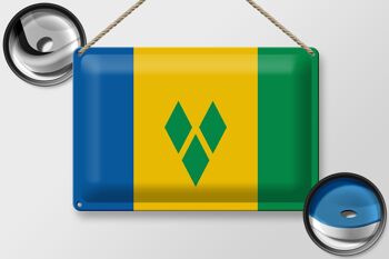 Panneau en tôle drapeau Saint-Vincent-et-Grenadines 30x20cm 2