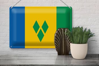 Panneau en tôle drapeau Saint-Vincent-et-Grenadines 30x20cm 3