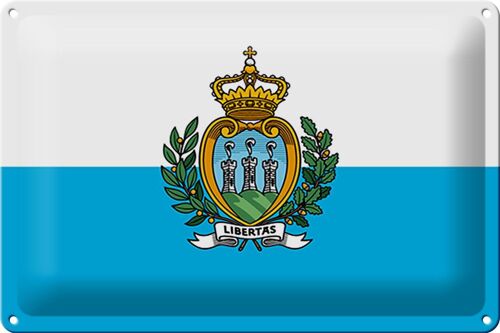 Blechschild Flagge San Marino 30x20cm Flag of San Marino
