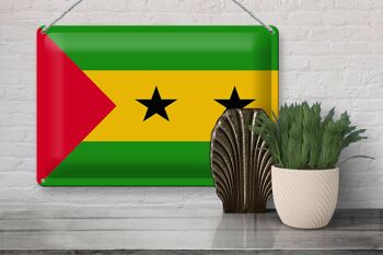 Panneau en tôle drapeau São Tomé et Príncipe 30x20cm São Tomé 3