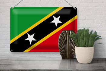 Signe en étain drapeau St. Kitts et Nevis 30x20cm Saint Kitts 3