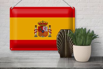 Signe en étain drapeau Espagne 30x20cm drapeau de l'espagne 3