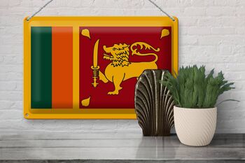 Signe en étain drapeau du Sri Lanka 30x20cm drapeau du Sri Lanka 3