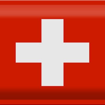 Signe en étain drapeau suisse 30x20cm, drapeau de la suisse