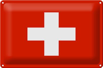 Signe en étain drapeau suisse 30x20cm, drapeau de la suisse 1