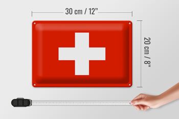 Signe en étain drapeau suisse 30x20cm, drapeau de la suisse 4