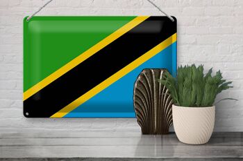 Signe en étain drapeau de la Tanzanie 30x20cm drapeau de la Tanzanie 3
