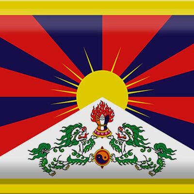 Signe en étain drapeau Tibet 30x20cm drapeau du Tibet