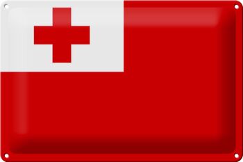 Signe en étain drapeau des Tonga 30x20cm drapeau des Tonga 1