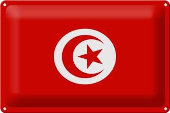 Signe en étain Drapeau de la Tunisie 30x20cm Drapeau de la Tunisie 1