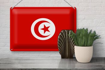 Signe en étain Drapeau de la Tunisie 30x20cm Drapeau de la Tunisie 3