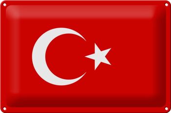 Panneau métallique drapeau Türkiye 30x20cm, drapeau de la Turquie 1