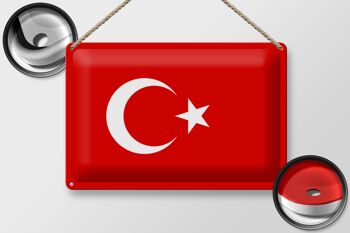 Panneau métallique drapeau Türkiye 30x20cm, drapeau de la Turquie 2
