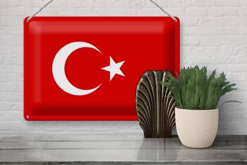 Panneau métallique drapeau Türkiye 30x20cm, drapeau de la Turquie 3