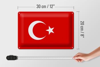 Panneau métallique drapeau Türkiye 30x20cm, drapeau de la Turquie 4
