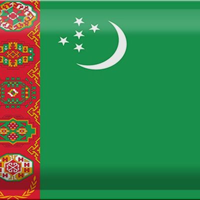 Signe en étain drapeau Turkménistan 30x20cm drapeau Turkménistan