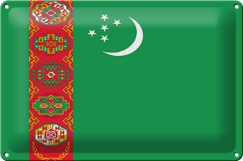 Signe en étain drapeau Turkménistan 30x20cm drapeau Turkménistan 1